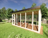8x16 Chicken Run Coop Plans with Roof DIY Walk-In Enclosure Predator-Proof One Slope Roof Outdoor Chicken Pen PDF