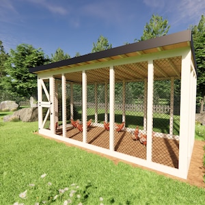 8x16 Chicken Run Coop Plans with Roof DIY Walk-In Enclosure Predator-Proof One Slope Roof Outdoor Chicken Pen PDF