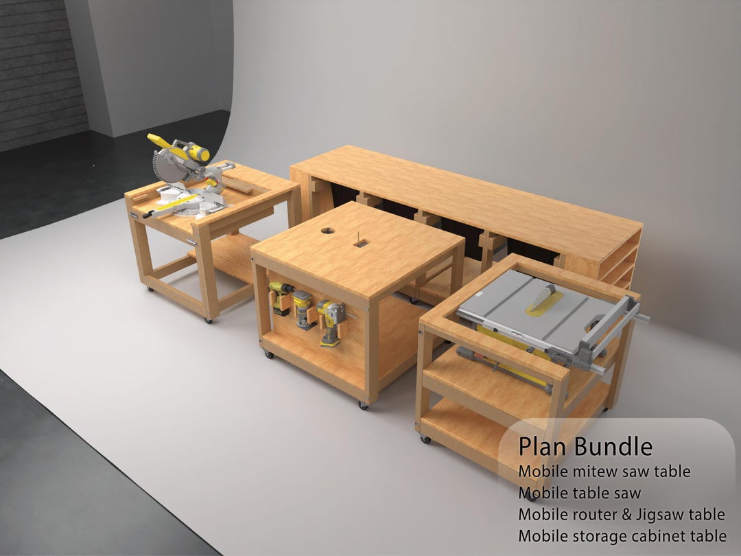Modular Mobile Workstation Plans | Table Saw, Miter Saw, Router ...