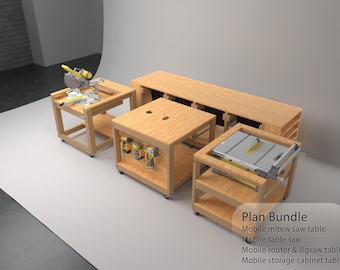 Modular Mobile Workstation Plans | Table Saw, Miter Saw, Router,  Storage | Woodworking | Flip-Top Workbench | Table Saw Workbench Plans