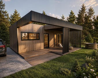 Tiny House Building Plans | 1 Bedroom DIY House Plans | 56-Page PDF Plan Set
