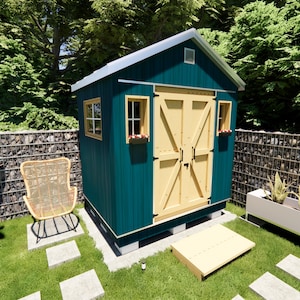 6 x 8 Tiny House plattegrond Tuinhuis plattegrond Plattegrond schuur Plattegrond tuinhuisje Tuindecoratie Opbergplannen Bouwplannen DIY plattegrond Plattegrond schuurtje Plattegrond tuinhuisje