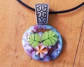 Beautiful colorful glass millefiori pendant necklace, jewelry Harrach 44