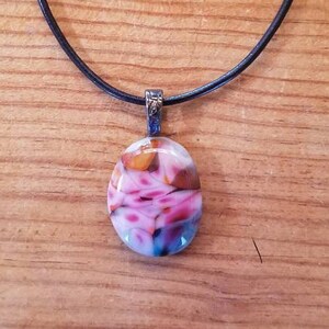 Colorful fused glass pendant necklace Harrach 20