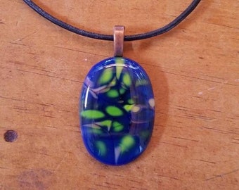 Colorful fused glass pendant necklace