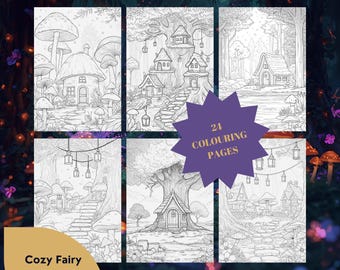 Kleurboek Cosy Fairy House Exteriors: op het bos geïnspireerde afdrukbare pagina's
