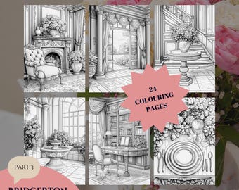 Regency Era Interiors Coloring Pages: Regency-Inspired Art (Printable PDF)
