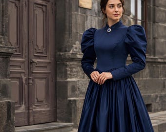 Victorian Ballgown, Corset Dress, Fantasy Gown, Dark Academia, Gothic, Puff Sleeve, 19th Century Costume