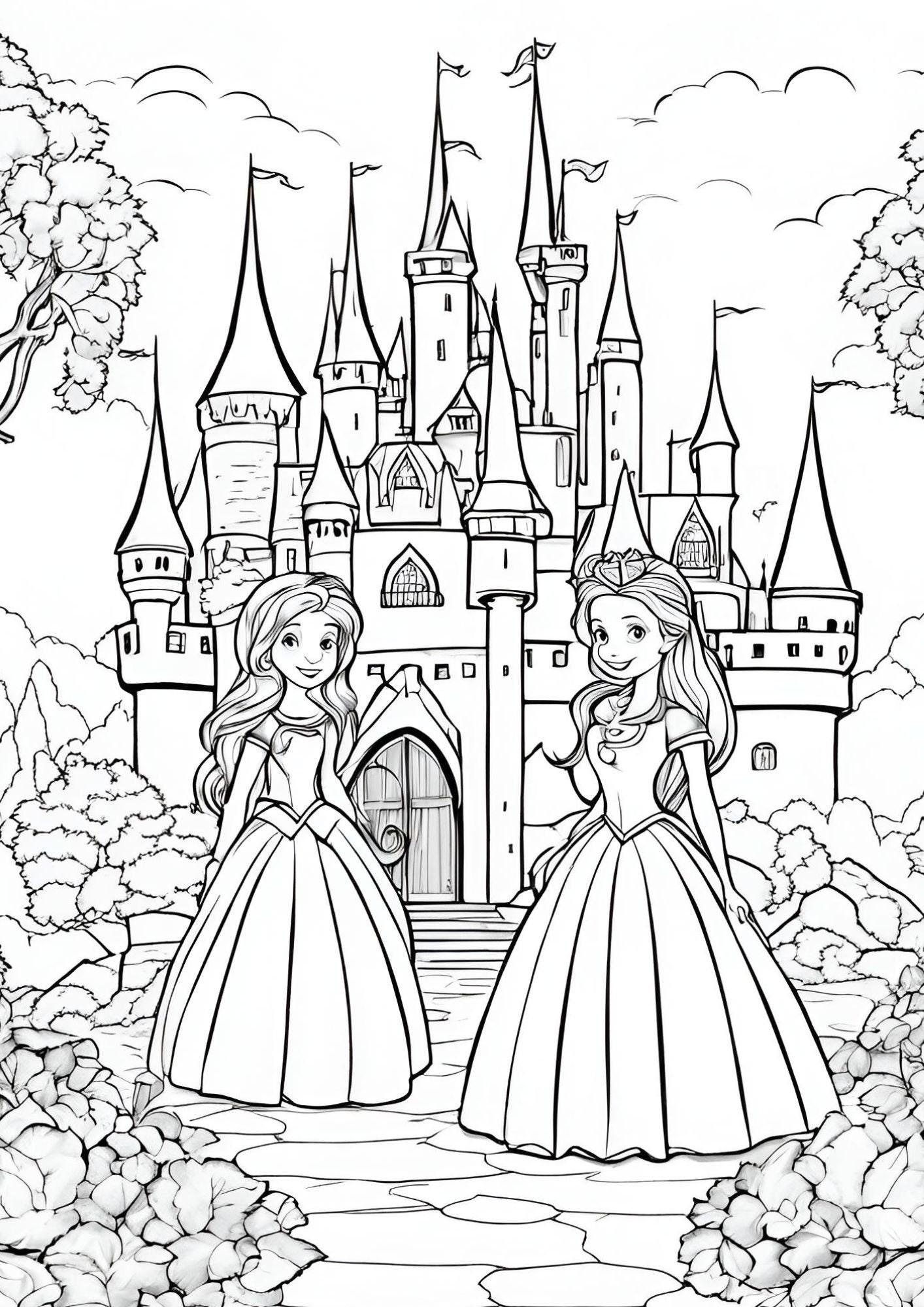10x Printable Coloring Pages Princess and Castle Coloring Pages Kids