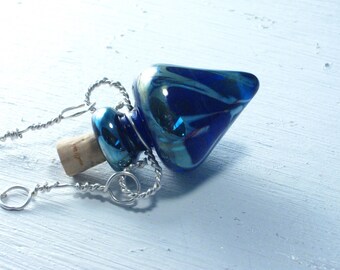 Elemental Water --- Lampwork Poison Bottle Necklace