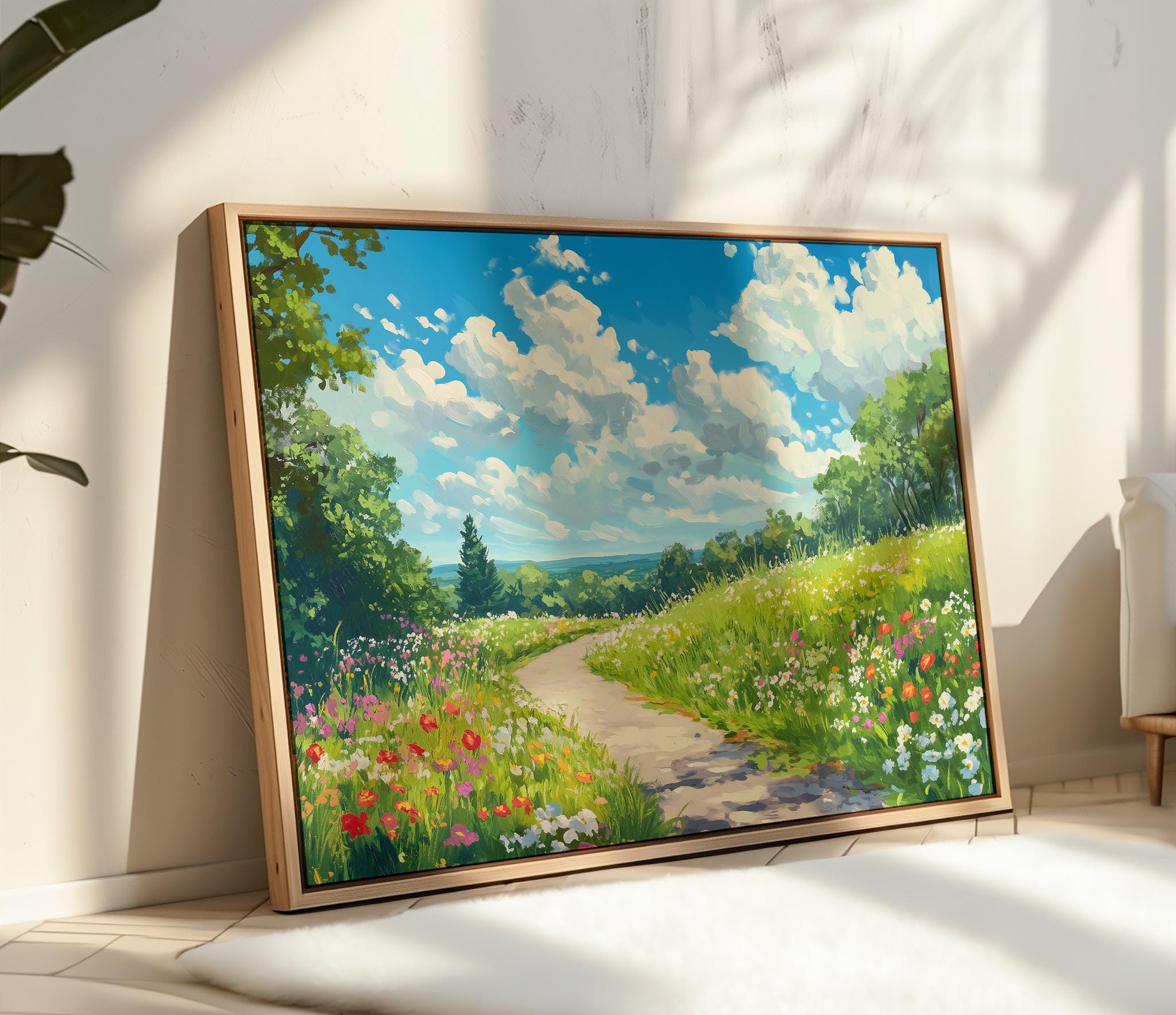 Summer Wildflower Meadow Art Print | Countryside Walking Path Print ...