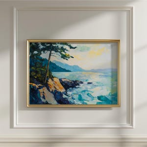 BC Coastal Print | Pacific Coast Landscape Print | Pacific Northwest Artwork | Printable Coastal Wall Art | Vancouver Island Coast Painting