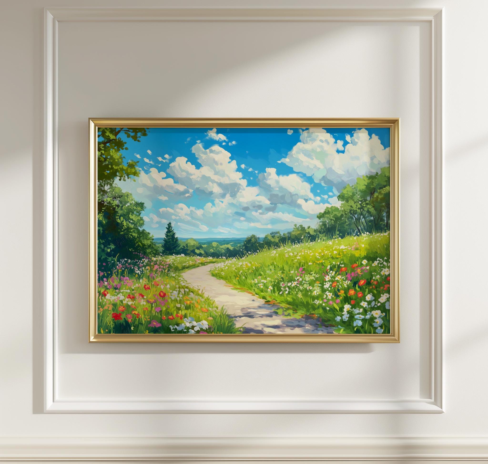 Summer Wildflower Meadow Art Print | Countryside Walking Path Print ...