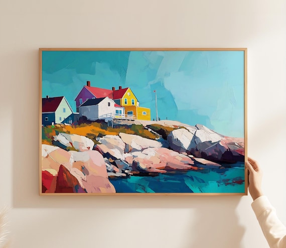 Newfoundland Art Print | Coastal Village Print | Maritimes Fishing Village Art Print | Printable East Coast Wall Art | Fogo Island Art Print