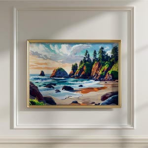 Pacific Northwest Art Print | Oregon Coast Landscape Print | BC Coastal Wall Art | Washington State Art Print | Printable Coastline Wall Art