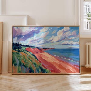 Impresión de playa de arena roja / Arte de la costa atlántica / Impresión de arte de playa de la Isla del Príncipe Eduardo / Arte de pared imprimible / Impresión de paisaje costero / Impresión de arte de playa de arena