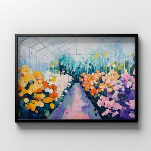 Wintergarten Print | Blumen-Kinderzimmer-Kunst | Blumen Poster | Druckbare Blumenkunst | Gewächshaus Kunst | Farbenfrohes Abstraktes Blumen Kunstwerk