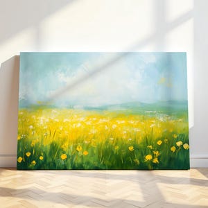 Yellow Flower Art Print | Buttercups Wall Art | Yellow Meadow Print | Printable Wall Decor | Cheerful Landscape Print | Vibrant Wall Art