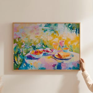 Romantic Picnic Art Print | Brunch Print | Summer Garden Art Print | Cottagecore Wall Art | Printable Floral Artwork | Colorful Wall Art