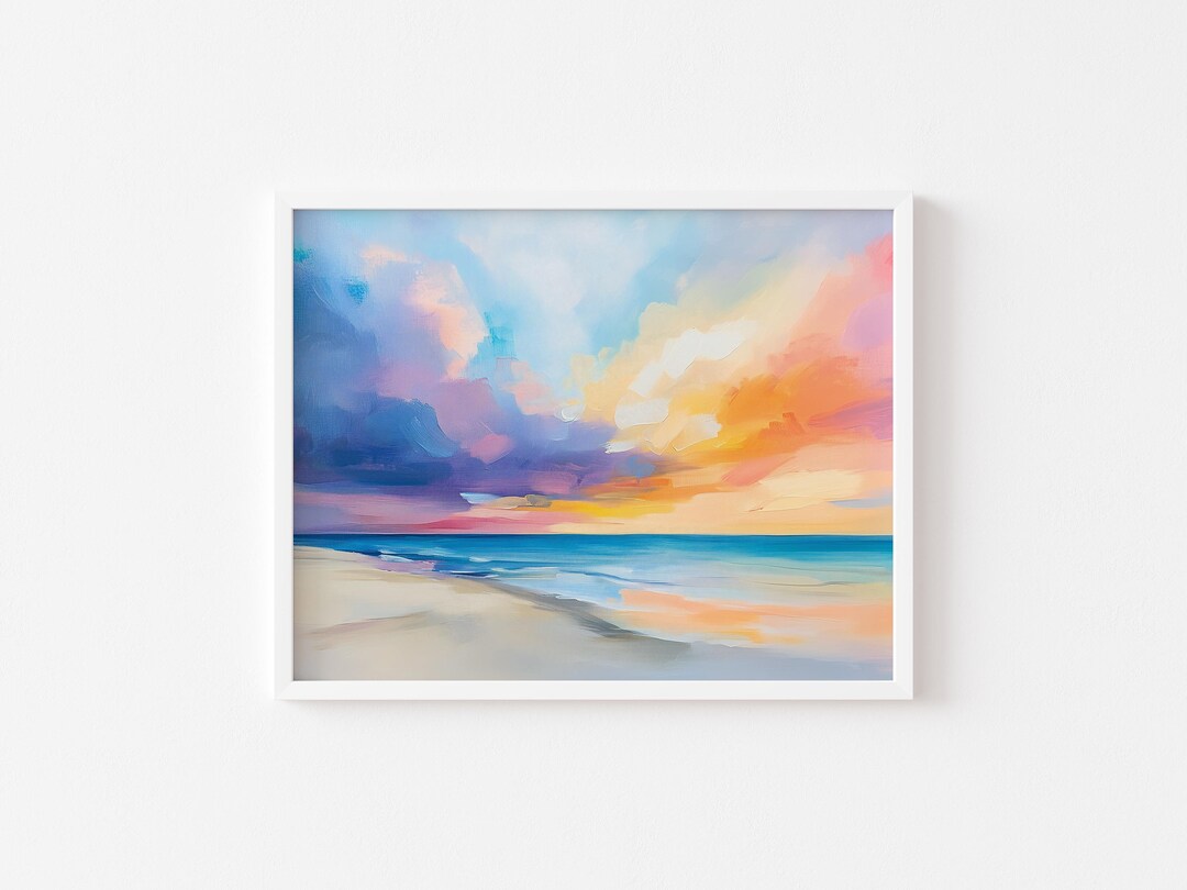 Pastel Ocean Sunrise Print | Orange Sunset Sky Wall Art | Printable ...