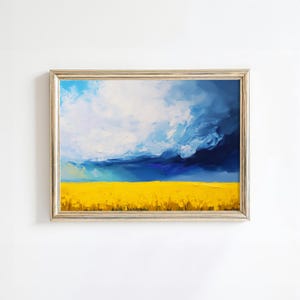 Canola Field Wall Art | Storm Cloud Art Print | Prairie Thunderstorm | Printable Wall Decor | Farmer&#39;s Field Print | Colorful Farmhouse Art