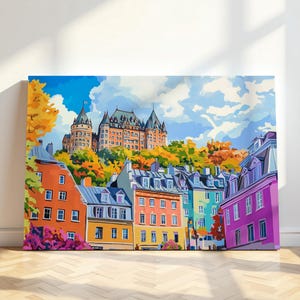 Old Town Art Print | Historic District Print | Cityscape Wall Art | Autumn Trees Print | Printable Wall Decor | Colorful Village Painting
