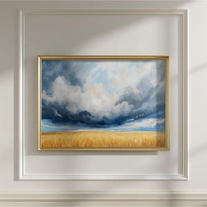 Prairie Thunderstorm Art Print | Rural Wheat Field Landscape | Storm Cloud Wall Art | Printable Farm Landscape Art | Stormy Skies Art Print