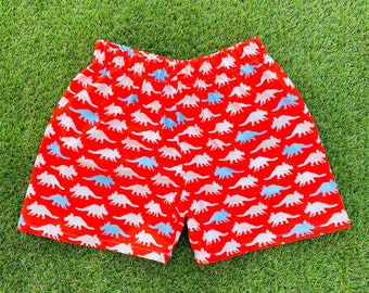 Dinosaur Shorts - Red and Aqua