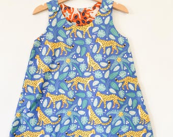 Cheetah and Monkey Reversible Pinafore