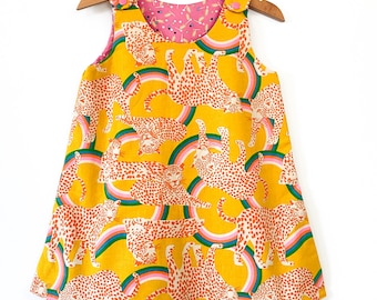 Leopard and Rainbow Reversible Pinafore