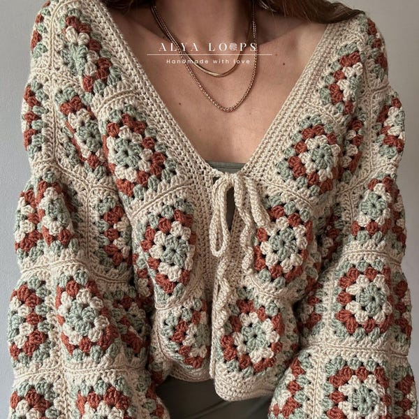 Granny Square Cardigan Crochet Pattern PDF –  Crochet Jacket - Easy Beginner Pattern – Tutorial with photos