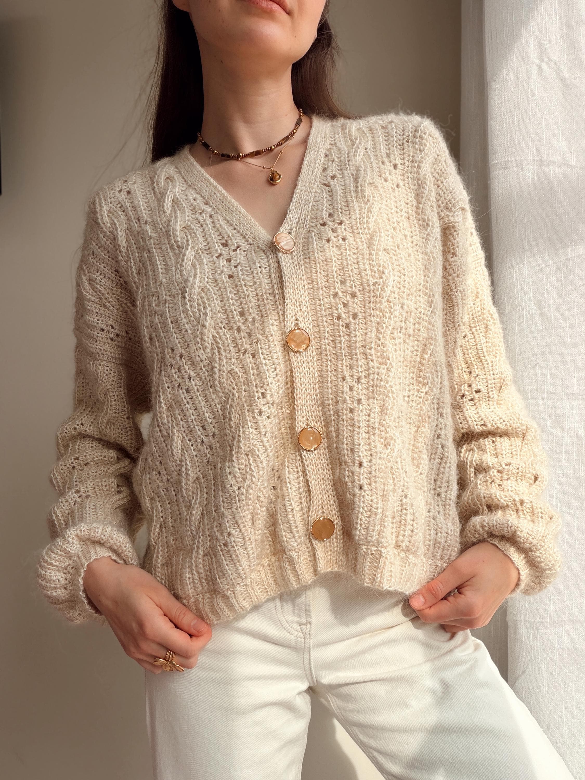 Cable Knit Cardigan - Etsy