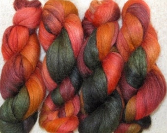 Handpainted Roving -- Mixed BFL Wool/Silk