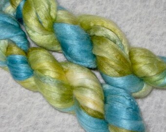 Handpainted Roving -- Silk and Merino Wool