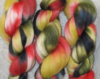 Handpainted Roving -- Polwarth/Silk 85-15