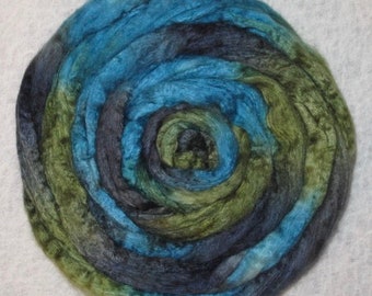 Handpainted Roving -- Silk and Merino Wool