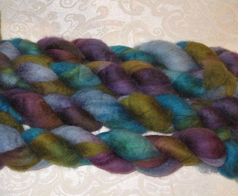 Handpainted Rovings Blueface Leicester Wool