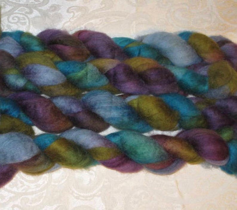Handpainted Rovings Blueface Leicester Wool