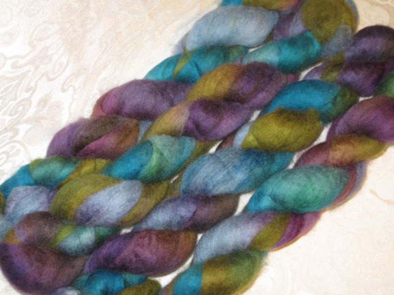 Handpainted Rovings Blueface Leicester Wool
