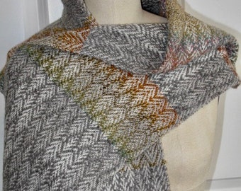 Handwoven Scarf -- Handspun Wool, Yak, Silk