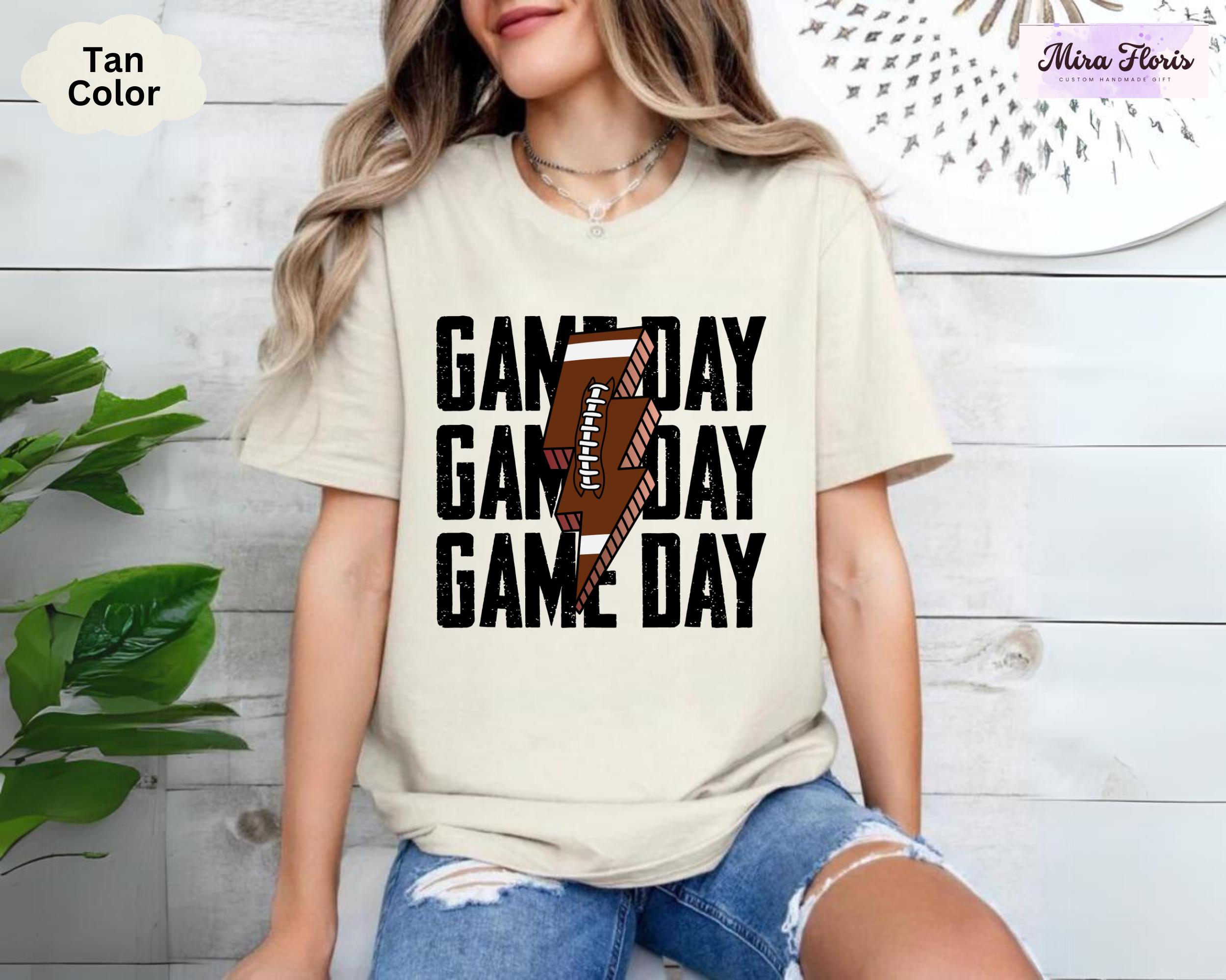 Women's Football Graphic Tee - Team Color Leopard & Lightning Bolt Short Sleeve T-Shirt
