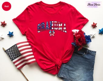 American Grandma Shirt, 4th of July USA Flag Tee