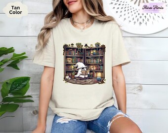 Librarian Ghost Reading Shirt, Halloween Teacher Tee