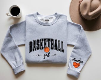 Personalized Girl Basketball Sweatshirt, Custom Name Hoodie, Game Day Crewneck