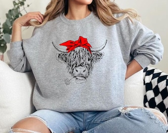 Highland Cow Sweatshirt, Highland Cow Sweatshirt, Cute Cow Hoodie, Western Crewneck, Highland Cow Sweat, Cow Gifts, Cow Shirt