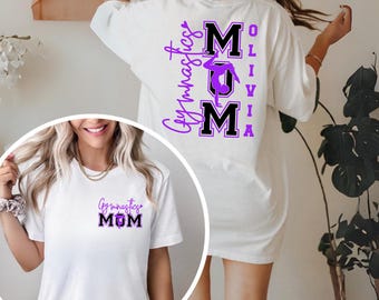 Personalized Gymnastics Mom Shirt with Kid Name, Custom Gymnastics Lover Tee