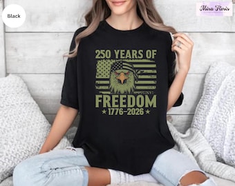 Retro USA 250 Years of Freedom Shirt, Patriotic Eagle Tee