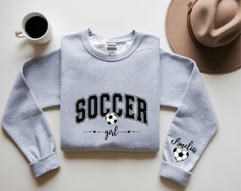 Personalized Soccer Girl Sweatshirt, Custom Name Hoodie, Game Day Crewneck