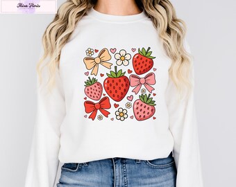 Vintage Strawberry Sweatshirt, Valentine's Day Hoodie