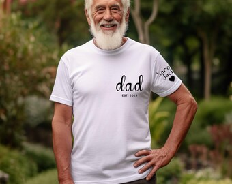 Custom Dad Shirt with Kid Names on Sleeve, Father's Day Gift, New Dad Shirt, Personalized Dad Shirt, Dad Est Shirt, Father's Day Shirt